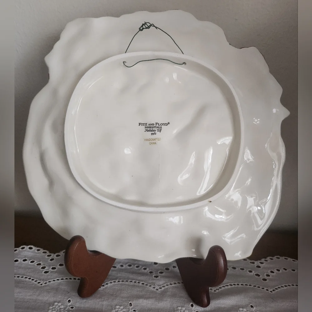 Fitz and Floyd Holiday Elf Handcrafted Canape Plate